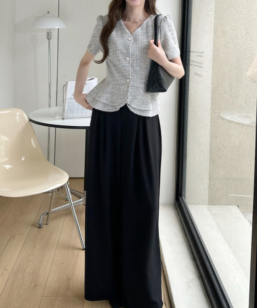 Ada.(エイダ)の「ビジューボタン サマー ツイード ペプラム ブラウス(その他トップス・レディース・アイボリー/グレー/ブラック・FREE)」の10枚目の写真