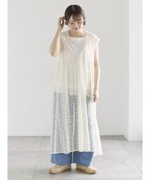 Samansa Mos2（サマンサ モスモス）の「チュール刺繍前後2WAYノースリワンピース（ワンピース）」