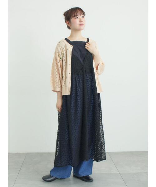 Samansa Mos2（サマンサ モスモス）の「チュール刺繍前後2WAYノースリワンピース（ワンピース・レディース・オフホワイト/キナリ/ブラック・S/M）」の10枚目の写真