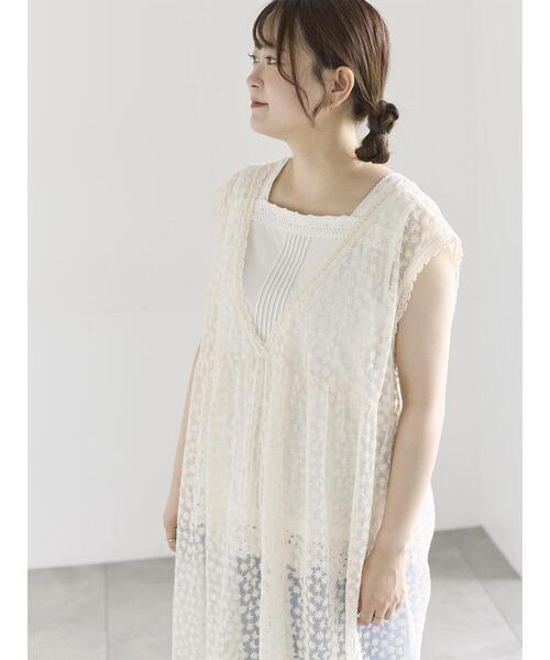 Samansa Mos2（サマンサ モスモス）の「チュール刺繍前後2WAYノースリワンピース（ワンピース・レディース・オフホワイト/キナリ/ブラック・S/M）」の19枚目の写真