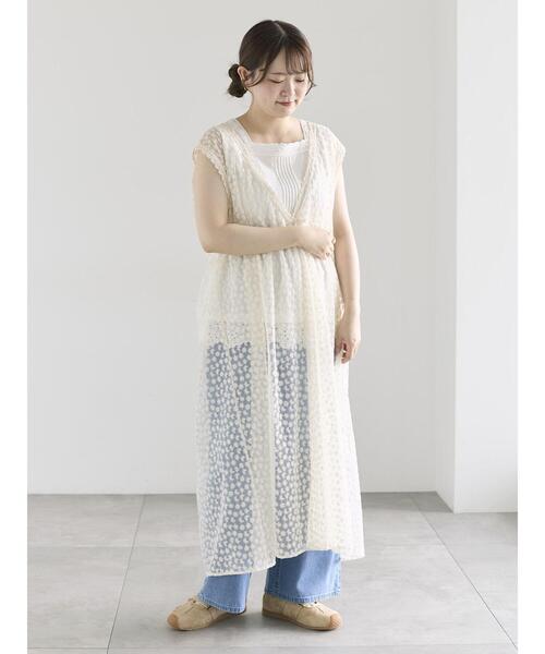 Samansa Mos2（サマンサ モスモス）の「チュール刺繍前後2WAYノースリワンピース（ワンピース・レディース・オフホワイト/キナリ/ブラック・S/M）」の20枚目の写真