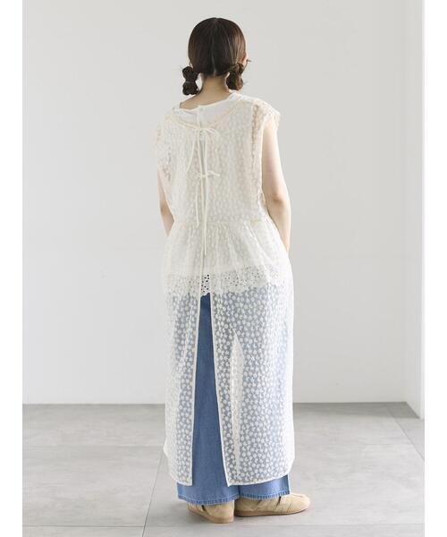 Samansa Mos2（サマンサ モスモス）の「チュール刺繍前後2WAYノースリワンピース（ワンピース・レディース・オフホワイト/キナリ/ブラック・S/M）」の22枚目の写真