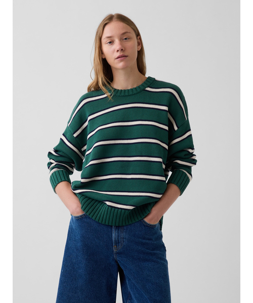GAP(ギャップ)の「コットン100% オーバーサイズセーター(ニット/セーター・レディース・アイボリー/グリーン系その他/ブラウン系その他2/ブラック/ベージュ/ベージュ系その他/ブラウン・L/M/XS/S/XL/XXS)」の1枚目の写真