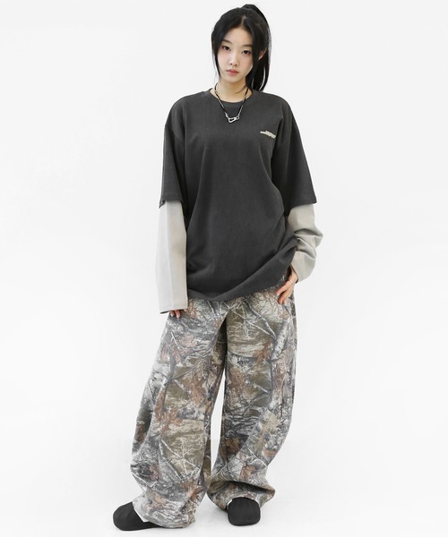 minsobi(ミンソビ)の「フォレストモチーフ柄 カーブシルエット ボリュームワイドパンツ(チノパンツ・メンズ・グレー/カーキブラウン・FREE)」の19枚目の写真