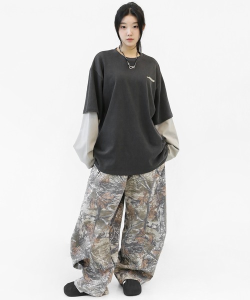 minsobi(ミンソビ)の「フォレストモチーフ柄 カーブシルエット ボリュームワイドパンツ(チノパンツ・メンズ・グレー/カーキブラウン・FREE)」の18枚目の写真