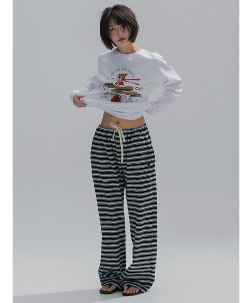 ANNEHEARTS(アンハーツ)の「Striped Easy Lounge Pants_BLACK(スウェットパンツ・レディース・その他・SMALL/MEDIUM)」の1枚目の写真