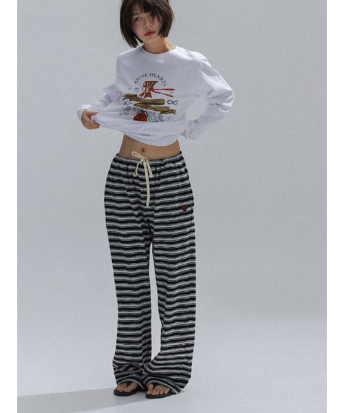 ANNEHEARTS(アンハーツ)の「Striped Easy Lounge Pants_BLACK(スウェットパンツ・レディース・その他・SMALL/MEDIUM)」の3枚目の写真