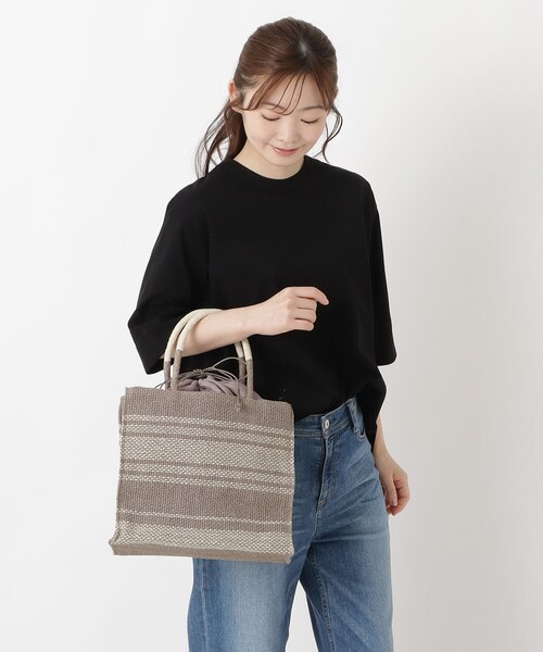 one'sterrace（ワンズテラス）の「SE 雑材 ボーダーボックストート（トートバッグ・レディース・ブラック系8/ベージュ系8/ベージュ系その他7・99）」の16枚目の写真