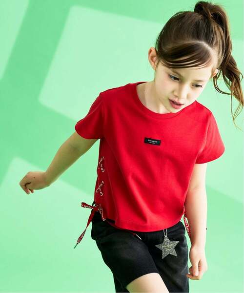 kate spade new york kids(ケイトスペードニューヨーク)の「サイドレースアップTシャツ(Tシャツ/カットソー・キッズ・レッド/オフホワイト・120cm/150cm/160cm/130cm/140cm)」の3枚目の写真
