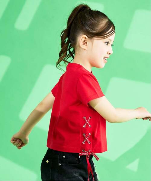 kate spade new york kids(ケイトスペードニューヨーク)の「サイドレースアップTシャツ(Tシャツ/カットソー・キッズ・レッド/オフホワイト・120cm/150cm/160cm/130cm/140cm)」の4枚目の写真