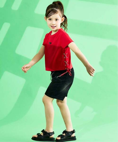 kate spade new york kids(ケイトスペードニューヨーク)の「サイドレースアップTシャツ(Tシャツ/カットソー・キッズ・レッド/オフホワイト・120cm/150cm/160cm/130cm/140cm)」の5枚目の写真