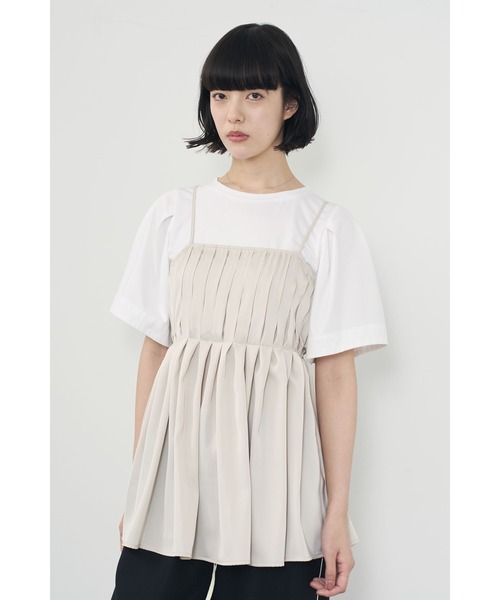 Limue（リミュ）の「サテンドッキングTee（Tシャツ/カットソー・レディース・ベージュ/ブラック・FREE）」の3枚目の写真