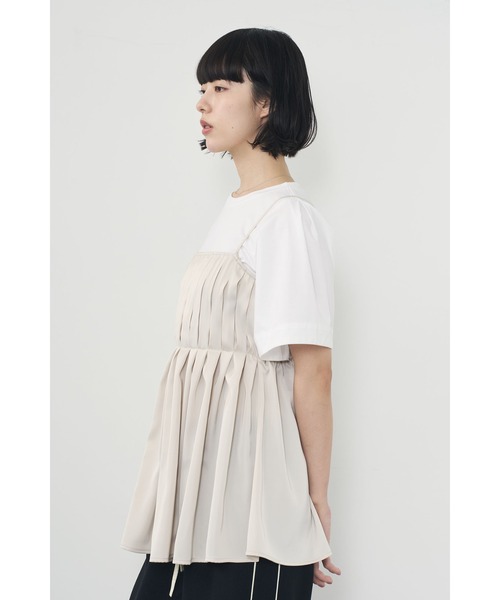 Limue（リミュ）の「サテンドッキングTee（Tシャツ/カットソー・レディース・ベージュ/ブラック・FREE）」の4枚目の写真