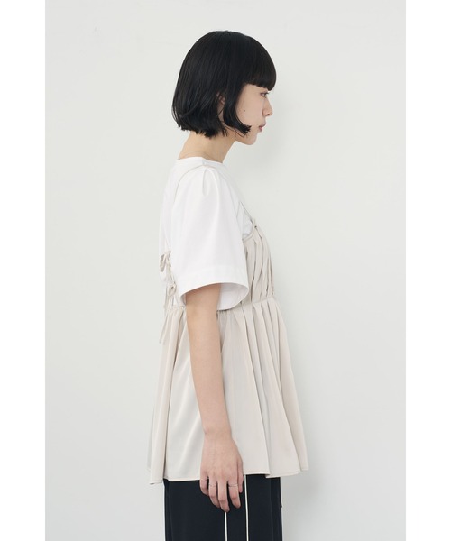 Limue（リミュ）の「サテンドッキングTee（Tシャツ/カットソー・レディース・ベージュ/ブラック・FREE）」の5枚目の写真
