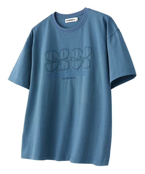 RAIMENT(レイメント)の「フラワーパッチ刺繍ピグメント半袖Tシャツ_ブルー(Tシャツ/カットソー・メンズ・その他・MEDIUM/LARGE/SMALL)」の6枚目の写真