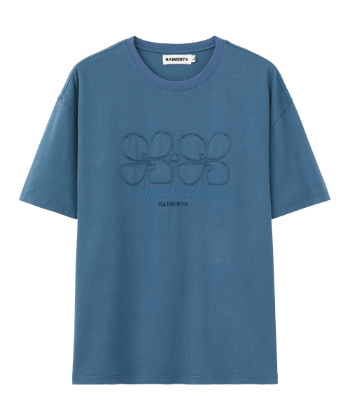 RAIMENT(レイメント)の「フラワーパッチ刺繍ピグメント半袖Tシャツ_ブルー(Tシャツ/カットソー・メンズ・その他・MEDIUM/LARGE/SMALL)」の8枚目の写真