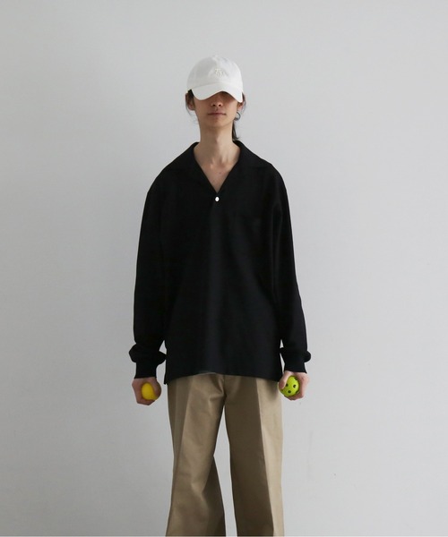 NEONSIGN(ネオンサイン)の「NEONSIGN Unfinished polo "hcs" ls(ポロシャツ・メンズ・ブラック/オフホワイト・44)」の2枚目の写真