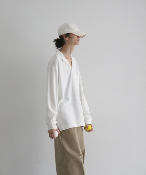 NEONSIGN(ネオンサイン)の「NEONSIGN Unfinished polo "hcs" ls(ポロシャツ・メンズ・ブラック/オフホワイト・44)」の3枚目の写真