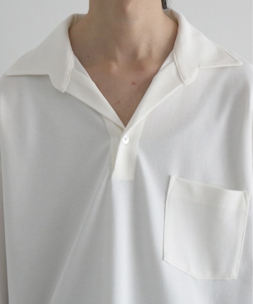 NEONSIGN(ネオンサイン)の「NEONSIGN Unfinished polo "hcs" ls(ポロシャツ・メンズ・ブラック/オフホワイト・44)」の5枚目の写真