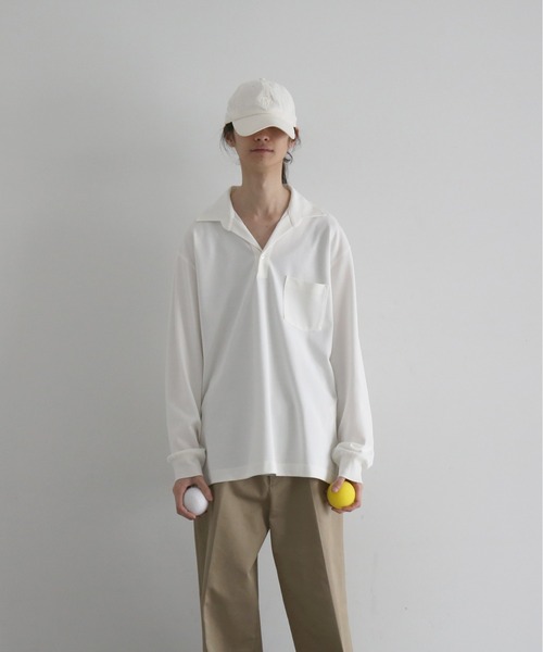 NEONSIGN(ネオンサイン)の「NEONSIGN Unfinished polo "hcs" ls(ポロシャツ・メンズ・ブラック/オフホワイト・44)」の11枚目の写真
