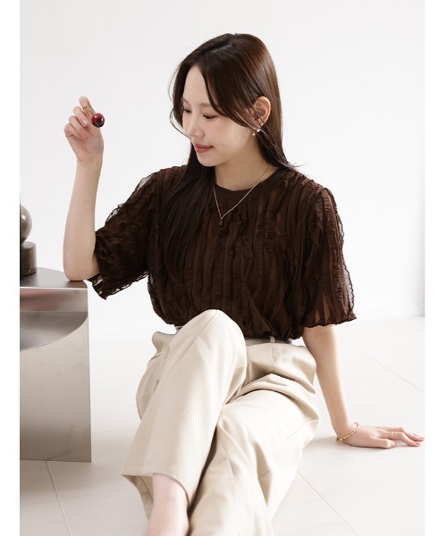 fifth(フィフス)の「【manaodaysセレクト】タックフリルTシャツ(Tシャツ/カットソー・レディース・ホワイト/ブラウン/ブラック・M)」の12枚目の写真