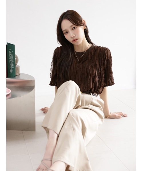 fifth(フィフス)の「【manaodaysセレクト】タックフリルTシャツ(Tシャツ/カットソー・レディース・ホワイト/ブラウン/ブラック・M)」の14枚目の写真