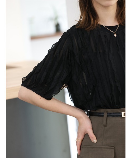 fifth(フィフス)の「【manaodaysセレクト】タックフリルTシャツ(Tシャツ/カットソー・レディース・ホワイト/ブラウン/ブラック・M)」の20枚目の写真