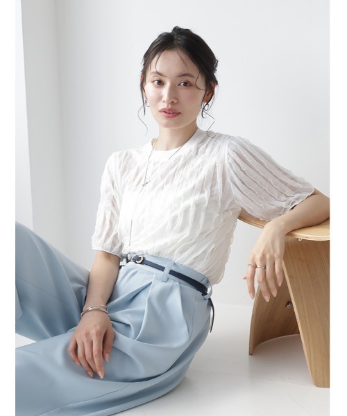 fifth(フィフス)の「【manaodaysセレクト】タックフリルTシャツ(Tシャツ/カットソー・レディース・ホワイト/ブラウン/ブラック・M)」の4枚目の写真