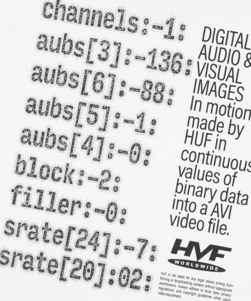 HUF(ハフ)の「H CAM TEE(Tシャツ/カットソー・メンズ・ホワイト/ブラック・XL/S/M/L)」の5枚目の写真