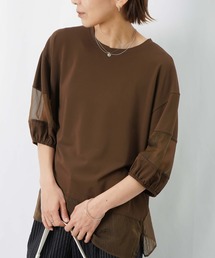LUCA/LADY LUCK LUCA | LC/LLL カノコオーガンジー切替ランタンスリーブプルオーバー(Tシャツ/カットソー)