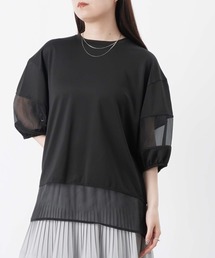 LC/LLL カノコオーガンジー切替ランタンスリーブプルオーバー