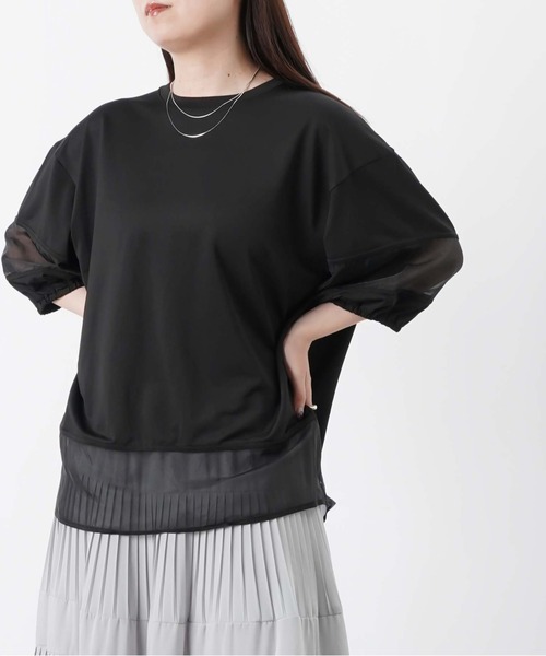 LUCA/LADY LUCK LUCA(ルカ/レディラックルカ)の「LC/LLL カノコオーガンジー切替ランタンスリーブプルオーバー(Tシャツ/カットソー・レディース・ブラウン/オフホワイト/ブラック・FREE)」の9枚目の写真