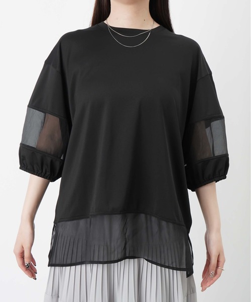 LUCA/LADY LUCK LUCA(ルカ/レディラックルカ)の「LC/LLL カノコオーガンジー切替ランタンスリーブプルオーバー(Tシャツ/カットソー・レディース・ブラウン/オフホワイト/ブラック・FREE)」の16枚目の写真