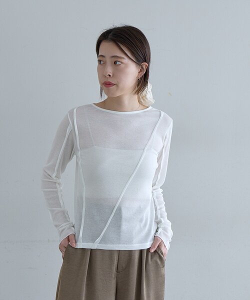 SHENERY（シーナリー）の「シアーテレコカットソー（Tシャツ/カットソー・レディース・オフホワイト/サックスブルー/ピンク・FREE）」の19枚目の写真