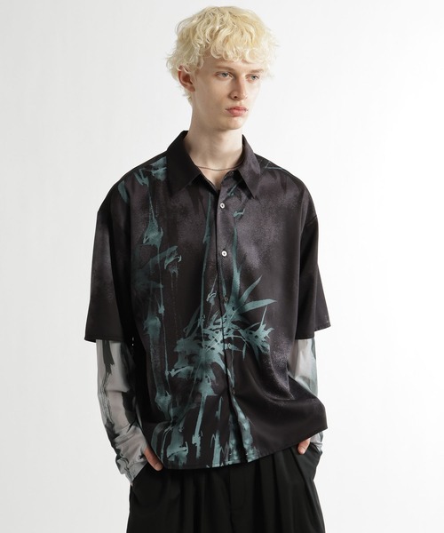 HARE(ハレ)の「BAMBOO BLURシャツ(HARE)(シャツ/ブラウス・メンズ・ブラック/ホワイト・FREE)」の2枚目の写真