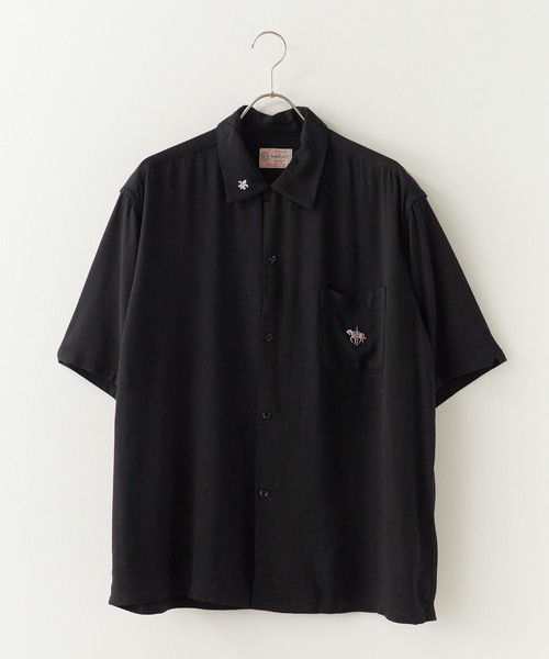 DAN RIVER（ダンリバー ）の「DAN RIVER/ダンリバー 50S EMBROIDERY S/S SHIRT 50年代エンブロイダリー半袖シャツ 刺繍 胸ポケット オーバーサイズ メンズ 秋 秋服 2026年秋冬（シャツ/ブラウス・メンズ・ブラック/ブラウン・M/L）」の11枚目の写真