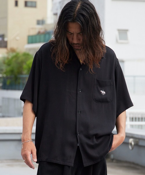 DAN RIVER（ダンリバー ）の「DAN RIVER/ダンリバー 50S EMBROIDERY S/S SHIRT 50年代エンブロイダリー半袖シャツ 刺繍 胸ポケット オーバーサイズ メンズ 秋 秋服 2026年秋冬（シャツ/ブラウス・メンズ・ブラック/ブラウン・M/L）」の10枚目の写真
