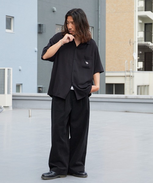 DAN RIVER（ダンリバー ）の「DAN RIVER/ダンリバー 50S EMBROIDERY S/S SHIRT 50年代エンブロイダリー半袖シャツ 刺繍 胸ポケット オーバーサイズ メンズ 秋 秋服 2026年秋冬（シャツ/ブラウス・メンズ・ブラック/ブラウン・M/L）」の7枚目の写真