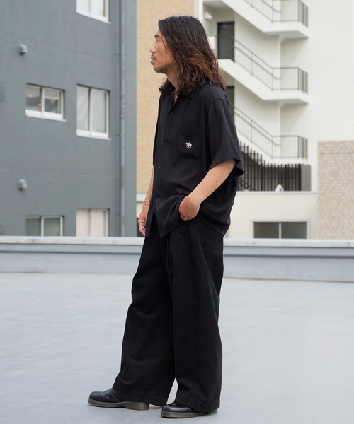 DAN RIVER（ダンリバー ）の「DAN RIVER/ダンリバー 50S EMBROIDERY S/S SHIRT 50年代エンブロイダリー半袖シャツ 刺繍 胸ポケット オーバーサイズ メンズ 秋 秋服 2026年秋冬（シャツ/ブラウス・メンズ・ブラック/ブラウン・M/L）」の5枚目の写真