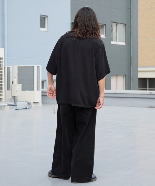 DAN RIVER（ダンリバー ）の「DAN RIVER/ダンリバー 50S EMBROIDERY S/S SHIRT 50年代エンブロイダリー半袖シャツ 刺繍 胸ポケット オーバーサイズ メンズ 秋 秋服 2026年秋冬（シャツ/ブラウス・メンズ・ブラック/ブラウン・M/L）」の4枚目の写真