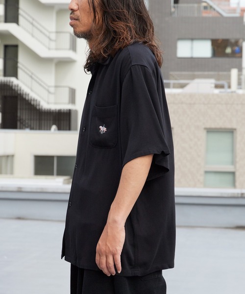 DAN RIVER（ダンリバー ）の「DAN RIVER/ダンリバー 50S EMBROIDERY S/S SHIRT 50年代エンブロイダリー半袖シャツ 刺繍 胸ポケット オーバーサイズ メンズ 秋 秋服 2026年秋冬（シャツ/ブラウス・メンズ・ブラック/ブラウン・M/L）」の13枚目の写真