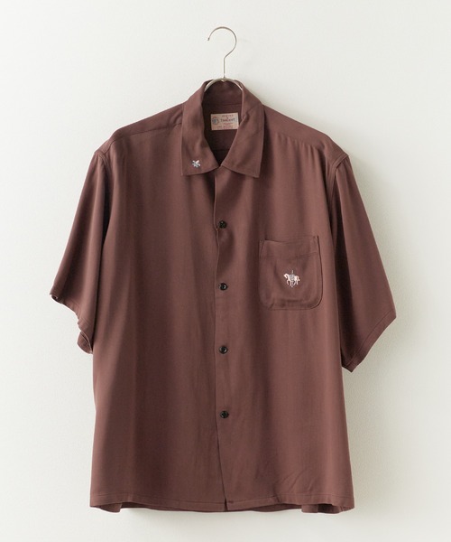DAN RIVER（ダンリバー ）の「DAN RIVER/ダンリバー 50S EMBROIDERY S/S SHIRT 50年代エンブロイダリー半袖シャツ 刺繍 胸ポケット オーバーサイズ メンズ 秋 秋服 2026年秋冬（シャツ/ブラウス・メンズ・ブラック/ブラウン・M/L）」の3枚目の写真