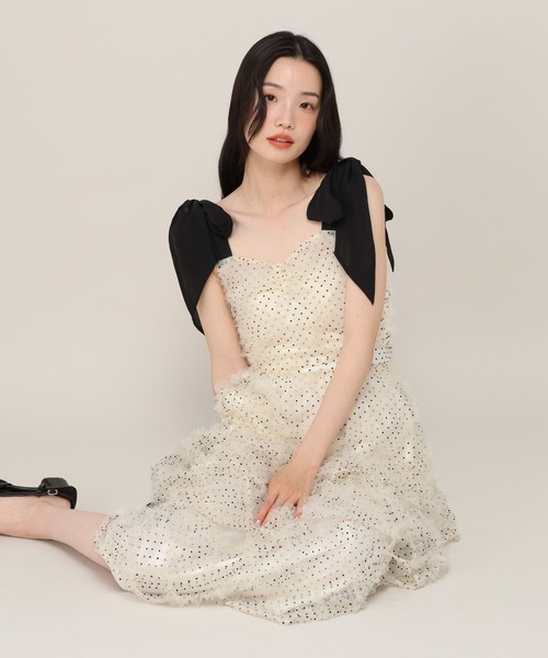 Heather(ヘザー)の「アソートリボンチュールキャミ 1046949(キャミソール・レディース・アイボリー/ドット・FREE)」の18枚目の写真