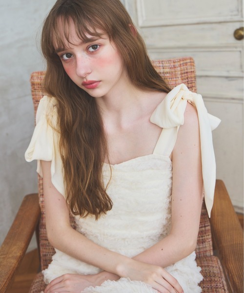 Heather(ヘザー)の「アソートリボンチュールキャミ 1046949(キャミソール・レディース・アイボリー/ドット・FREE)」の3枚目の写真