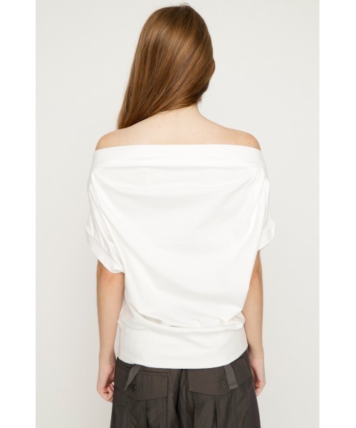 SLY(スライ)の「TUCKED OFFSHOULDER S/S TOPS タックドオフショルダーショートスリーブトップス 夏服(Tシャツ/カットソー・レディース・ライトイエロー/ホワイト/ブラック/杢グレー・FREE)」の7枚目の写真
