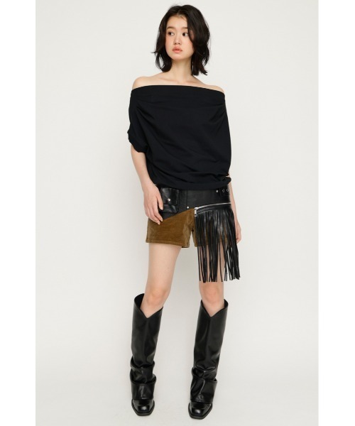 SLY(スライ)の「TUCKED OFFSHOULDER S/S TOPS タックドオフショルダーショートスリーブトップス 夏服(Tシャツ/カットソー・レディース・ライトイエロー/ホワイト/ブラック/杢グレー・FREE)」の10枚目の写真