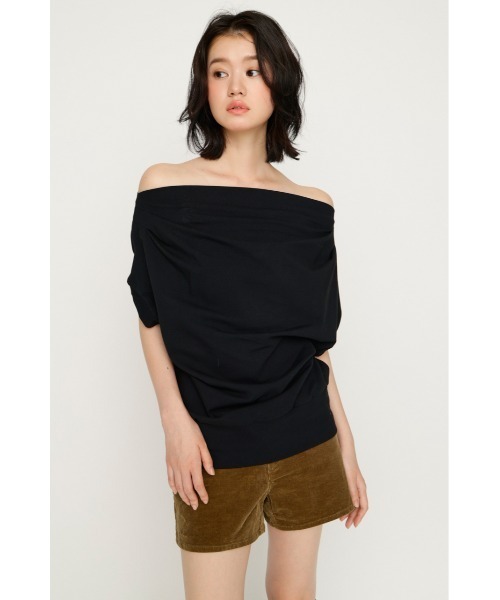 SLY(スライ)の「TUCKED OFFSHOULDER S/S TOPS タックドオフショルダーショートスリーブトップス 夏服(Tシャツ/カットソー・レディース・ライトイエロー/ホワイト/ブラック/杢グレー・FREE)」の11枚目の写真