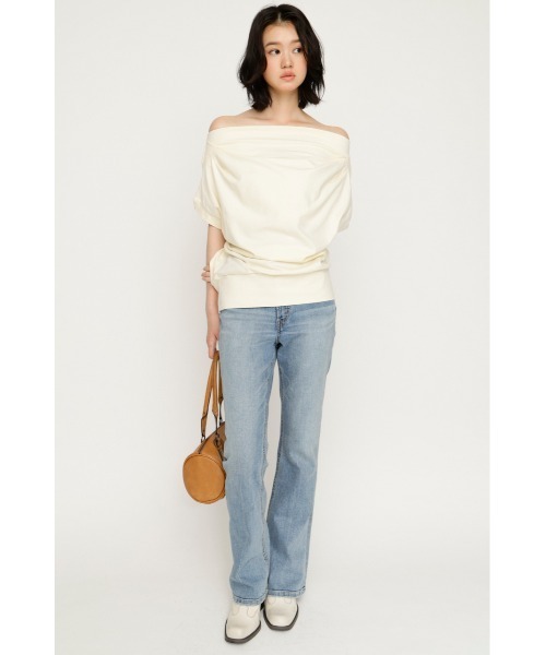 SLY(スライ)の「TUCKED OFFSHOULDER S/S TOPS タックドオフショルダーショートスリーブトップス 夏服(Tシャツ/カットソー・レディース・ライトイエロー/ホワイト/ブラック/杢グレー・FREE)」の18枚目の写真
