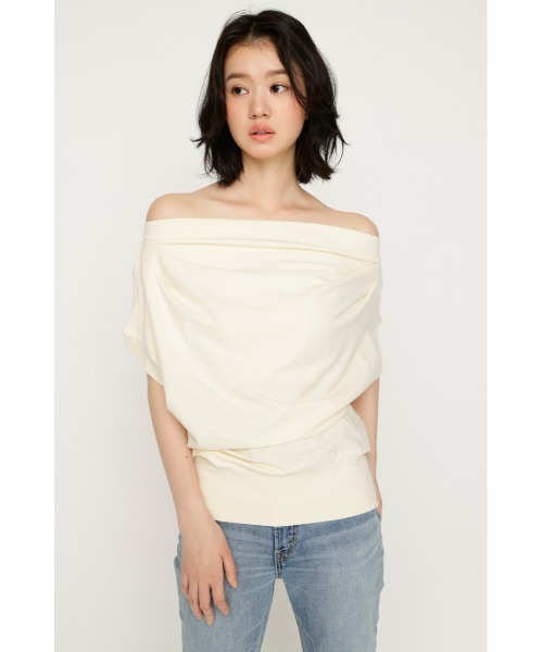 SLY(スライ)の「TUCKED OFFSHOULDER S/S TOPS タックドオフショルダーショートスリーブトップス 夏服(Tシャツ/カットソー・レディース・ライトイエロー/ホワイト/ブラック/杢グレー・FREE)」の19枚目の写真