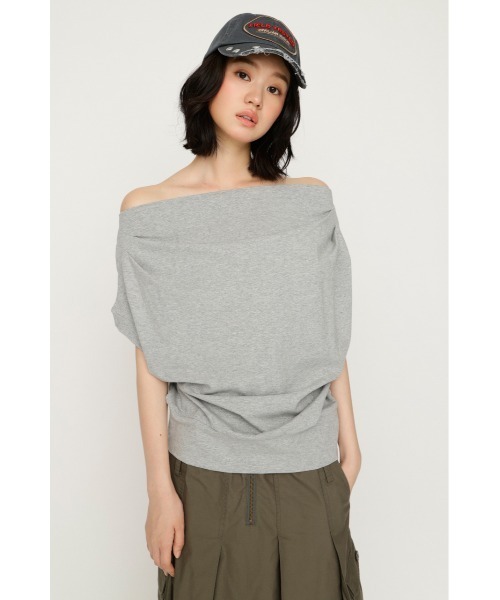 SLY(スライ)の「TUCKED OFFSHOULDER S/S TOPS タックドオフショルダーショートスリーブトップス 夏服(Tシャツ/カットソー・レディース・ライトイエロー/ホワイト/ブラック/杢グレー・FREE)」の13枚目の写真